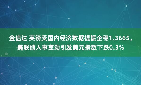 金信达 英镑受国内经济数据提振企稳1.3665，美联储人事变动引发美元指数下跌0.3%
